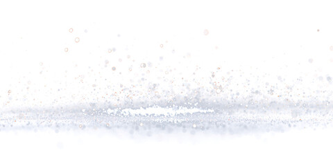 Abstract graphic wave of many glitters on transparent background. silver translucent wave. particles. Design element. white. bokeh.