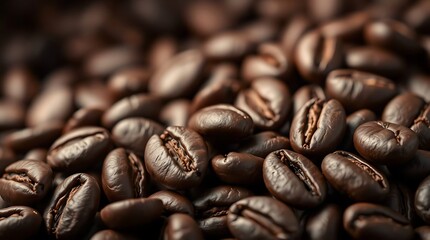 Fototapeta premium Coffee beans close up roasted coffee beans background.