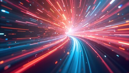 Naklejka premium Digital Abstract With Mixed Colorful Motion Lines In Blur