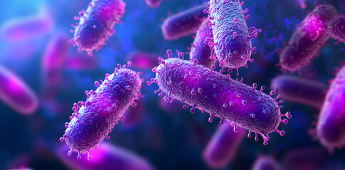 Legionnaires disease bacteria illustration. Close-up view of colorful bacteria under a microscope, showcasing intricate details and vibrant colors (2)