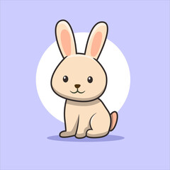 Obraz premium Adorable cartoon bunny sitting happily, perfect for kids' themes