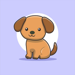 Adorable cartoon puppy sitting happily ready for playtime and affection