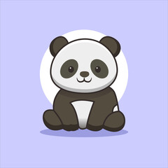 Adorable cartoon panda sitting peacefully, radiating calm and cuteness