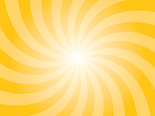 Mikado yellow sunburst background. orange color radial retro glowing rays banner. Abstract retro whirlwind starburst vector abstract background. Twisted radial illustration.
