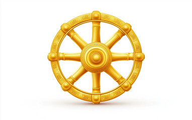 Obraz premium Dharma wheel Buddhist symbol illustrated in a detailed vector style representing spiritual teachings isolated on white background PNG