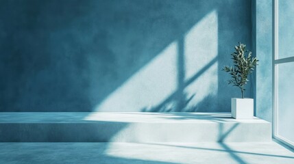 Serene Minimalist Room with Plant Display.