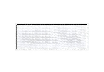 Blank white rectangular stitched fabric patch.
