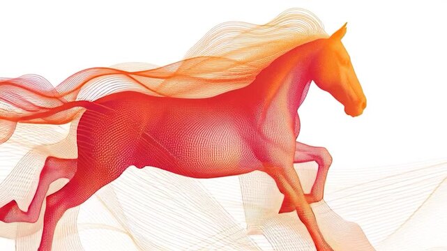 Happy chinese new year, year of the horse zodiac sign. Abstract Line Art Horse in Motion.