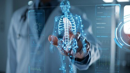 Futuristic Medical Technology with Holographic Display and Doctor with ai generated - Powered by Adobe