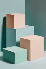 Fototapeta premium Geometric shapes in pastel hues arrangement