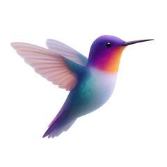 Fototapeta premium Graceful Hummingbird in Flight: A vibrant hummingbird, its iridescent feathers shimmering with an array of colors, hovers mid-air, capturing the essence of nature's artistry.