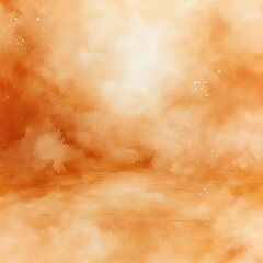 Obraz premium abstract soft orange and beige watercolor background with cloudy texture and scattered white specks, creating a warm and soothing atmosphere