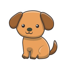 Adorable cartoon puppy sitting happily, perfect for pet lovers
