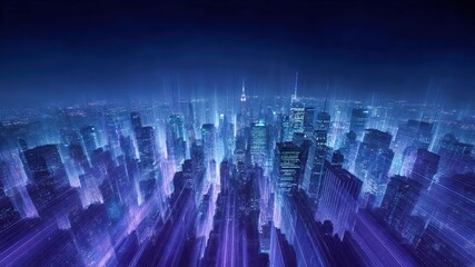 Vibrant city skyline illuminated by neon lights showcases futuristic atmosphere, emphasizing integration of technology and urban life devsecops