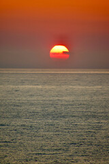 沈みゆく夕日・夕陽台展望台（北海道・斜里町）