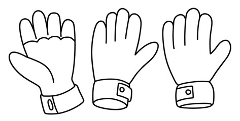 Obraz premium Hand drawn Goal Keeper Glove Doodle sketch isolated white background.