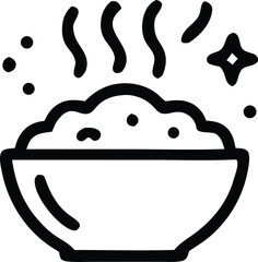 Delicious steaming bowl of food with visible vapors and sparkling star vector illustration