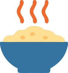 Steaming bowl of porridge illustration with warm aroma in a blue bowl vector art