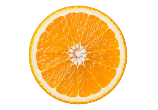 A single fresh, perfectly cut orange oval slice, white background isolated - Powered by Adobe