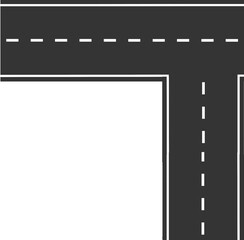Fototapeta premium Set of highways and gray asphalt roads with footpaths and crossroads for city map elements. Includes street layouts indicating vehicle direction. Isolated on transparent PNG with copy space element