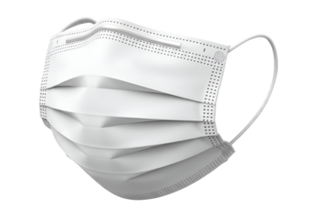 Close-up of a white disposable face mask.