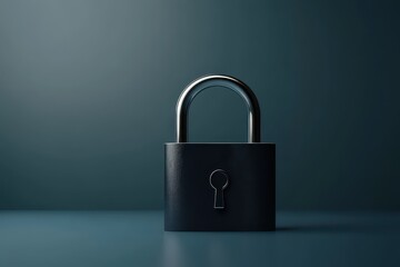 Fototapeta premium A dark, metallic padlock against a muted backdrop.