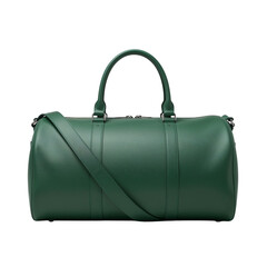 Elegant emerald duffel bag with a sleek design and fine details, perfect for luxurious travel and