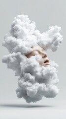 Woman's Face Surrounded by Clouds