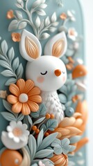 Decorative Easter Bunny with Floral Accents