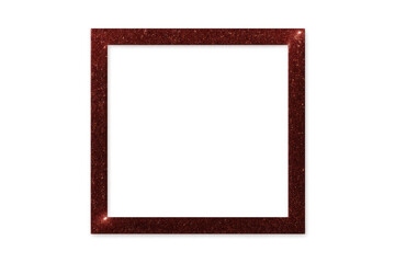 Red glitter square frame shining brightly against a transparent background, perfect for enhancing creative projects and festive designs