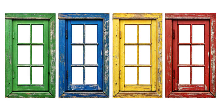 "Colorful Rustic Window Frames &ndash; Vintage Distressed Digital Art on Transparent Background"
"Weathered Multicolored Old Windows &ndash; Nostalgic Vintage Frames Digital Artwork PNG"