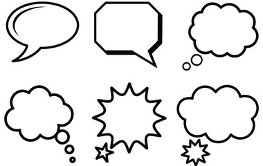 Black white comic speech thought bubbles cartoon