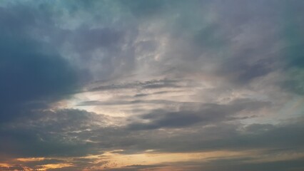 Gloomy clouds sunset, Nature sky background