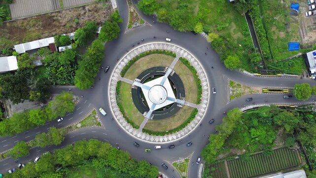 Aerial view of the city Monumen Mataram Metro or Tugu Mataram. The newest icon from the city of Mataram Indonesia. Lombok, Indonesia, May 31, 2025