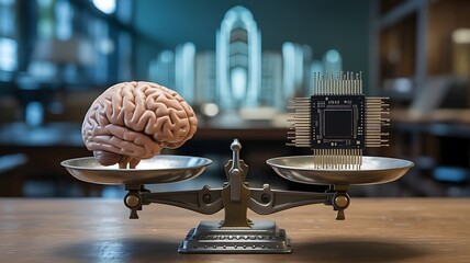 Brain versus computer chip on scales technology comparison
