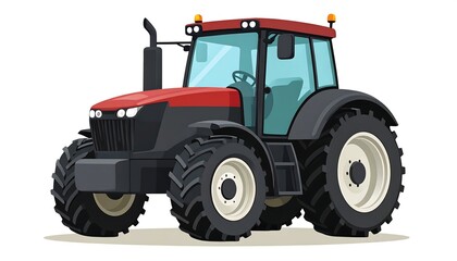 Obraz premium Cartoon illustration of a modern farm tractor