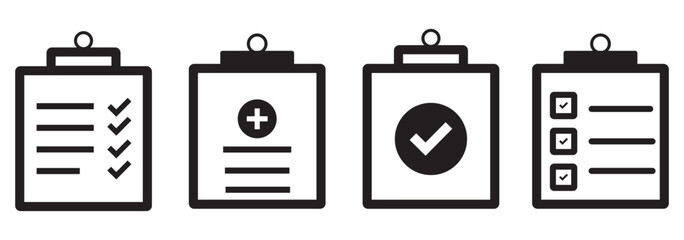 Clip board icon set Clipboard checklist. Quality Control stroke. Web icon. Vector stock illustration © HIKE  Studio  1