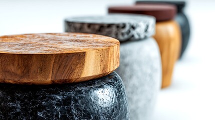 Decorative Stone and Wood Vases Modern Home Decor Accents for Displaying Flowers