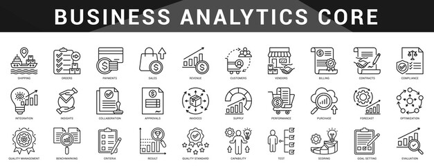A powerful bundle of icons to visualize data insights, track KPIs, and monitor performance through business analytics tools.
