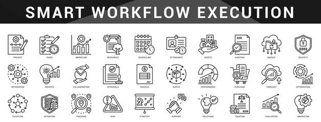 Streamline your workflow with this smart collection of icons covering task flow, automation, systemization, scheduling, and delivery.