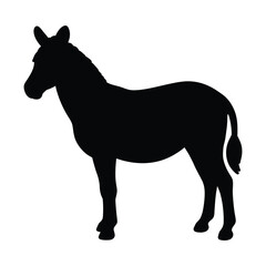 Black silhouette of a zebra standing on a white background animal black and white 1