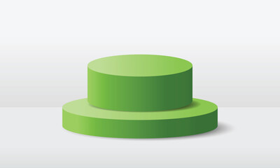 Green, two-tiered cylindrical platform against a white background. This decorative graphic is likely used to showcase uploaded files.