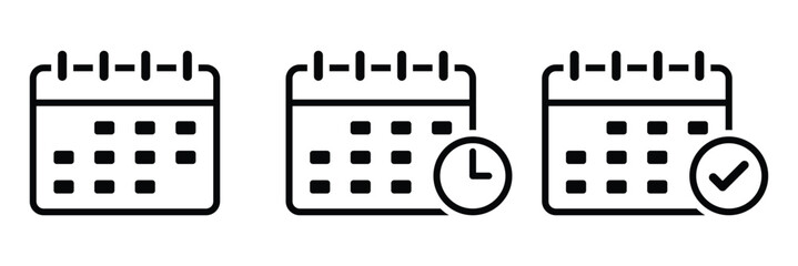 Calendar planner icon set. Calendar icon collection. Calendar line icon, Black calendar icons, Vector calendar icon design for business event planning