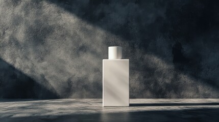 Advertising - product photo of rectangular white perfume bottle without label with a large cap white tube mockup