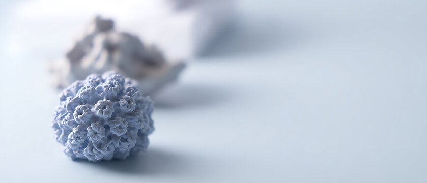 Blue molecular structure on a light surface