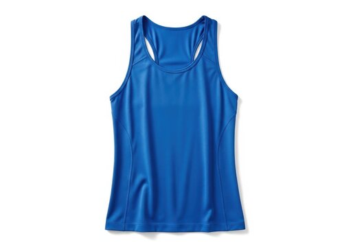 A vibrant blue racerback performance tank top for an active lifestyle. Ideal for gym, running, and fitness activities, isolated on a white background.