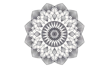 Black and white mandala design isolated on white background