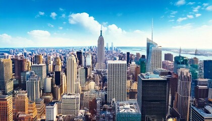 Naklejka premium New York City Manhattan skyline and office skyscrapers building - vector illustration jpg