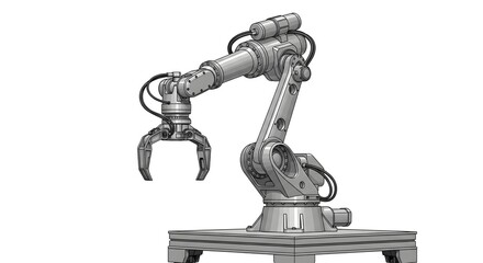 Robotic Arm Illustration: Industrial Automation, Technology, and Engineering.