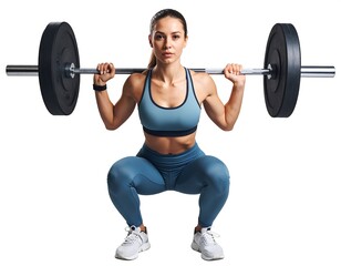 Woman squatting with barbell